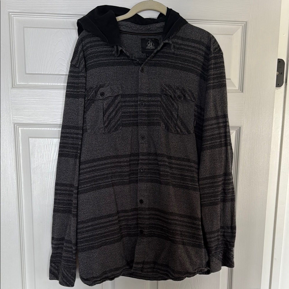 O'Neill Charcoal and Black Hooded Shirt